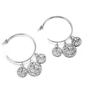Silver Circle Hoop Round Fashion Earrings